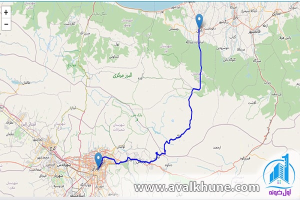 فاصله تهران تا آمل از جاده هراز