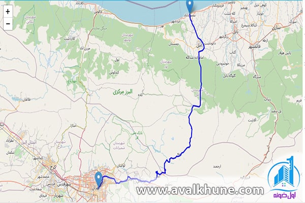 راهنمای مسیر تهران به محمودآباد