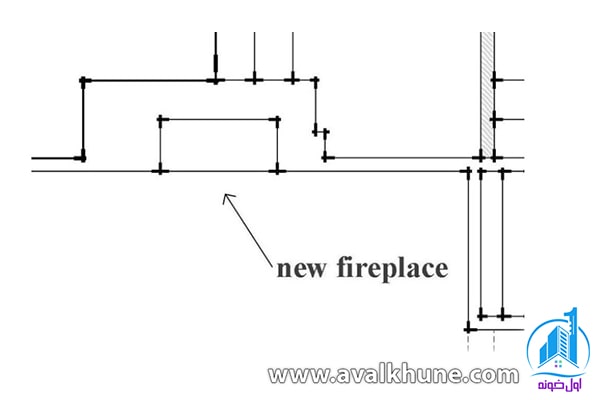 نمونه‌ای از پلان شومینه در ویلا